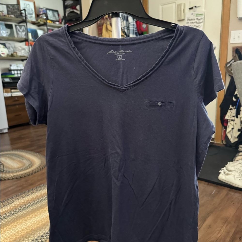 Eddie Bauer Women's Dark Blue Short Sleeve Tee